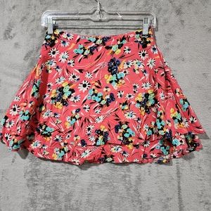 L'Amour Nanette Lepore Skater Skirt Pink XS Floral Double Layer Anthropologie